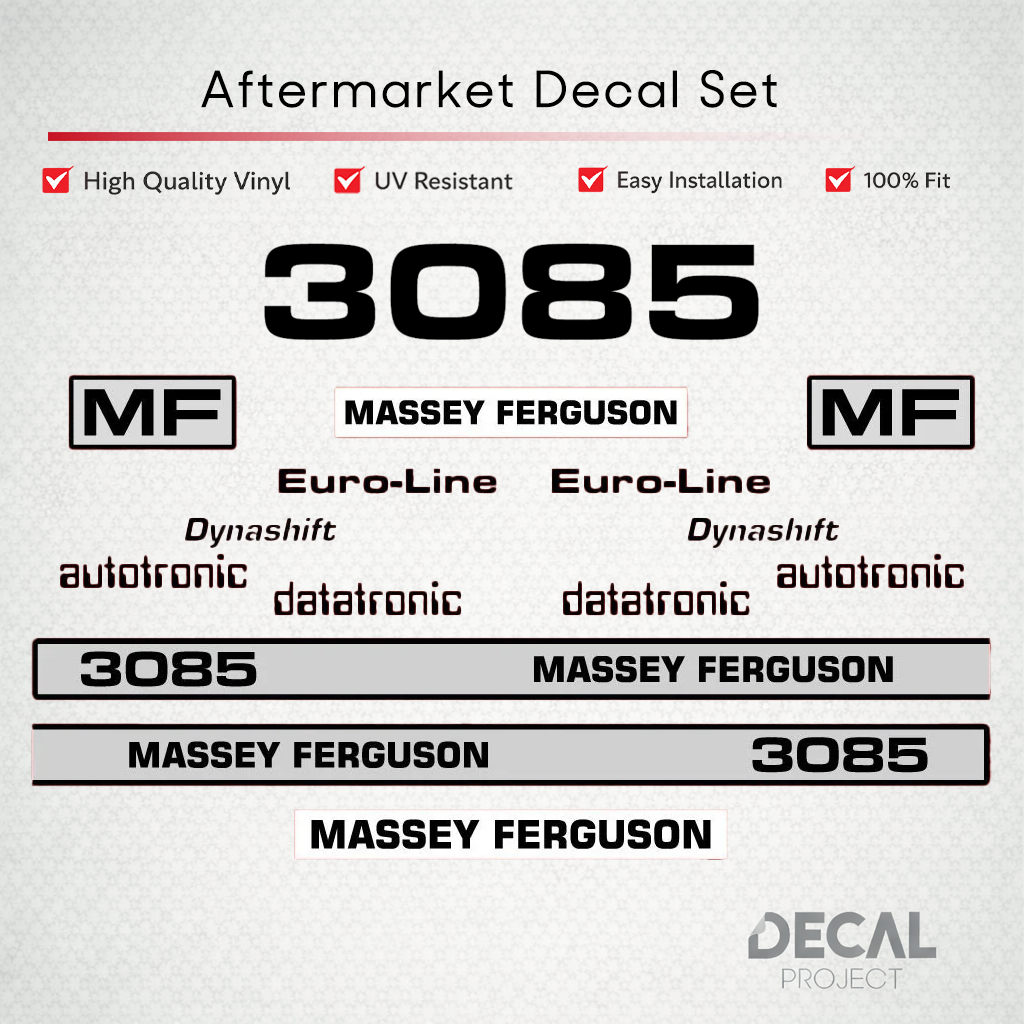 Aftermarket Decal Kit Compatible with Massey Ferguson 3085 – Euro-Line Restoration Vinyl Set – Image 1