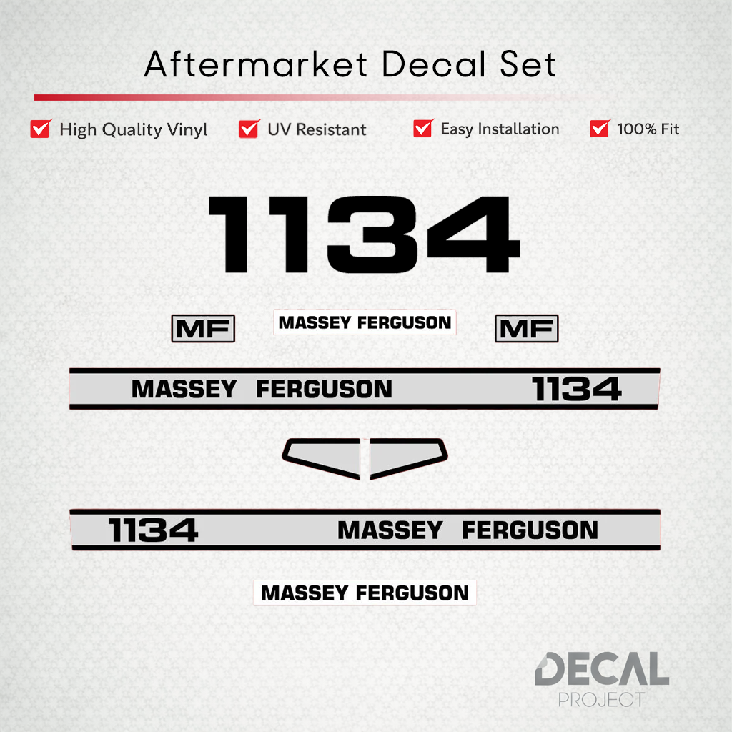 Aftermarket Decal Kit Compatible with Massey Ferguson 1134 – Premium Hood Stripe Restoration Set – Image 1