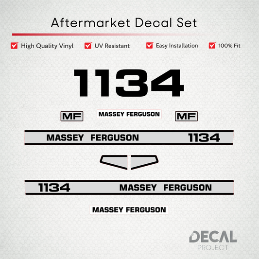 Aftermarket Decal Kit Compatible with Massey Ferguson 1134 – Premium Hood Stripe Restoration Set – Image 1