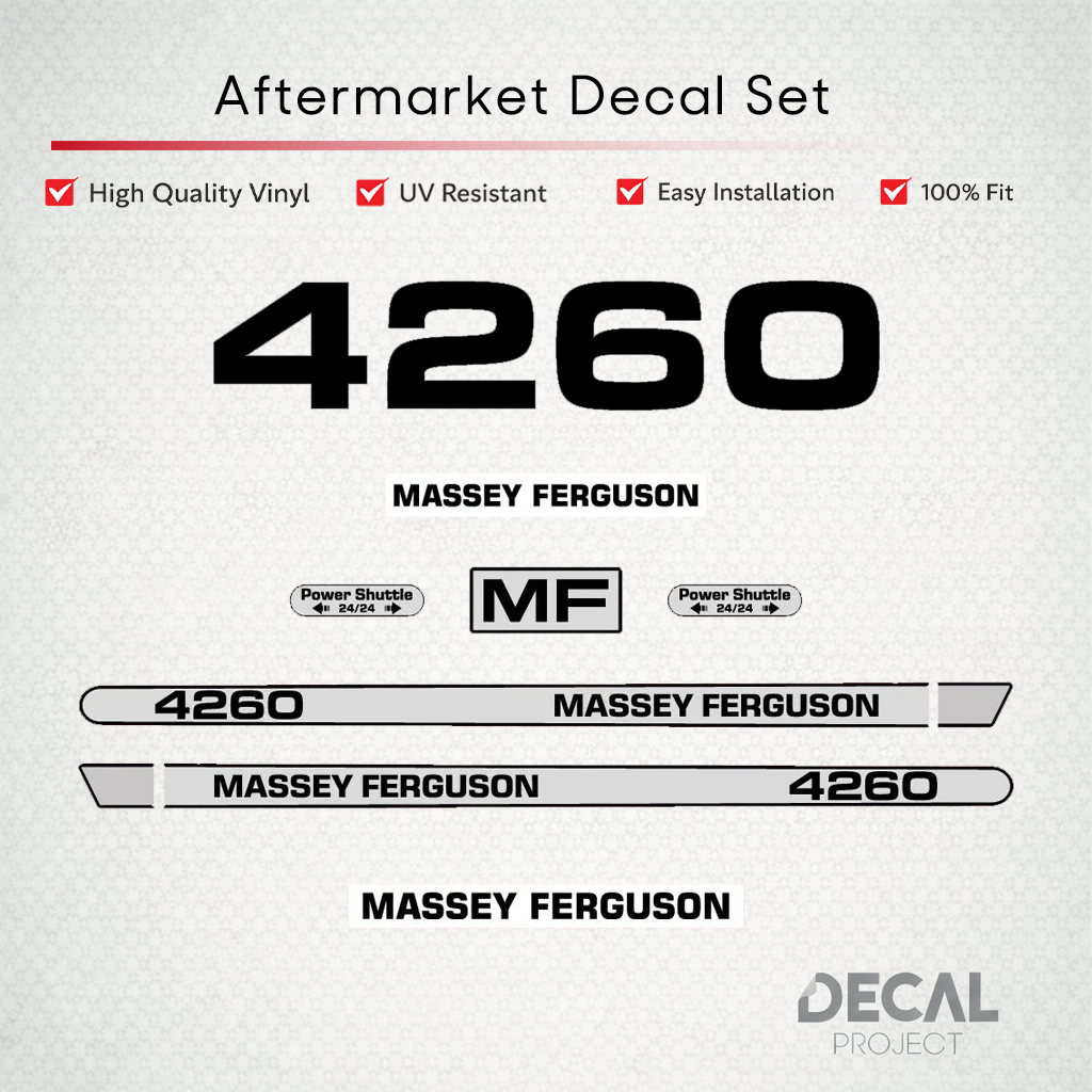 Aftermarket Decal Kit Compatible with Massey Ferguson 4260 – Premium Hood Stripe Graphics Set – Image 1