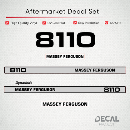 Aftermarket Decal Kit Compatible with Massey Ferguson 8110 – Dynashift Restoration Vinyl Set – Image 1