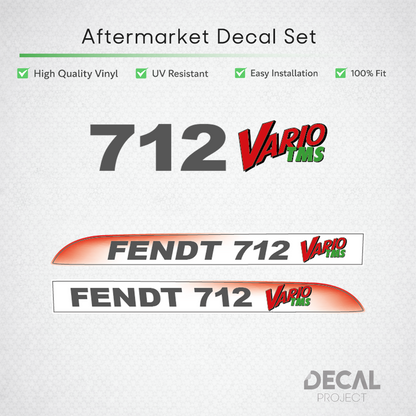 Fendt 712 Vario TMS Decal Set - Facelift Red Gradient Edition - Vinyl Kit