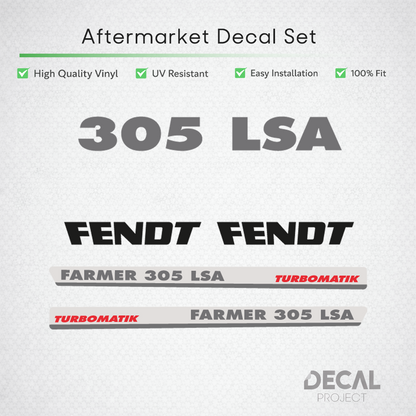 Fendt Farmer 305 LSA Turbomatik Decal Kit - Classic 4WD Series Premium Vinyl Set