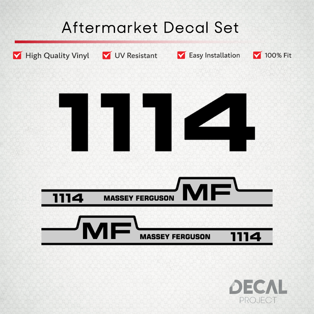 Aftermarket Decal Kit Compatible with Massey Ferguson 1114 – Premium Hood Stripes and Logo Set – Image 1