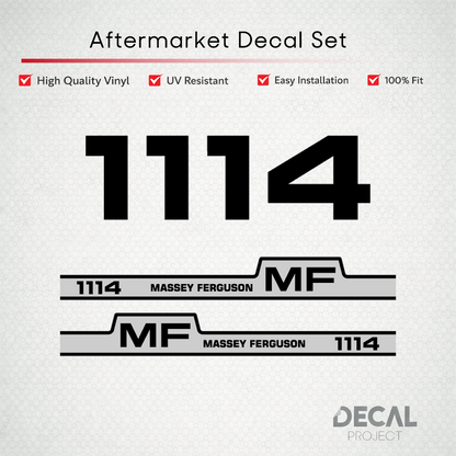 Aftermarket Decal Kit Compatible with Massey Ferguson 1114 – Premium Hood Stripes and Logo Set – Image 1