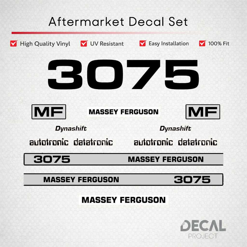 Aftermarket Decal Kit Compatible with Massey Ferguson 3075 – Dynashift Restoration Vinyl Set – Image 1