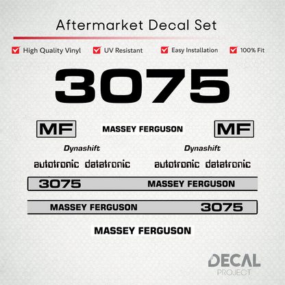 Aftermarket Decal Kit Compatible with Massey Ferguson 3075 – Dynashift Restoration Vinyl Set – Image 1