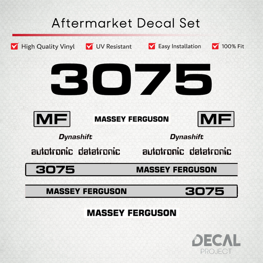 Aftermarket Decal Kit Compatible with Massey Ferguson 3075 – Dynashift Restoration Vinyl Set – Image 1