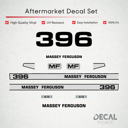 Aftermarket Decal Kit Compatible with Massey Ferguson 396 – Premium Restoration Vinyl Set – Image 1