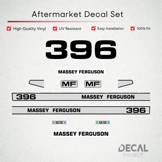 Aftermarket Decal Kit Compatible with Massey Ferguson 396 – Premium Restoration Vinyl Set – Image 1