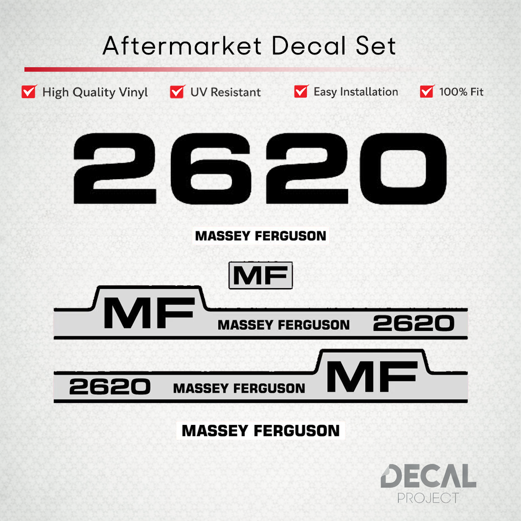 Aftermarket Decal Kit Compatible with Massey Ferguson 2620 – Stepped Stripe Restoration Set – Image 1