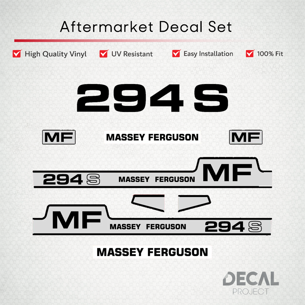 Aftermarket Decal Kit Compatible with Massey Ferguson 294 S – Premium Restoration Vinyl Set – Image 1