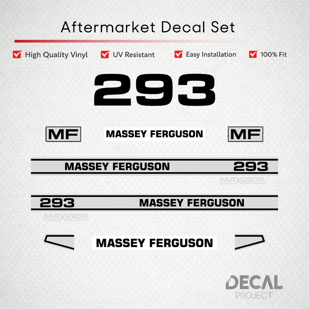 Aftermarket Decal Kit Compatible with Massey Ferguson 293 – Premium Restoration Vinyl Set – Image 1