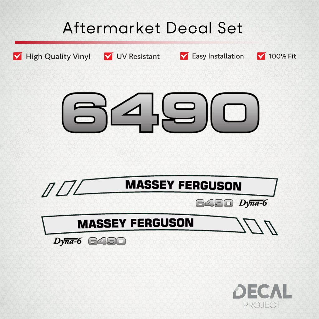 Aftermarket Decal Kit Compatible with Massey Ferguson 6490 – Premium Dyna-6 Hood Graphics Set – Image 1