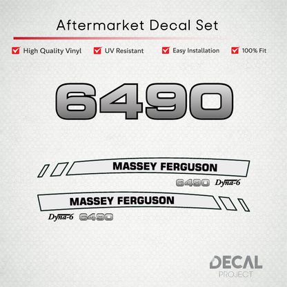 Aftermarket Decal Kit Compatible with Massey Ferguson 6490 – Premium Dyna-6 Hood Graphics Set – Image 1