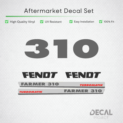 Fendt Farmer 310 Turbomatik Decal Set - restoration kit premium 6-Cylinder