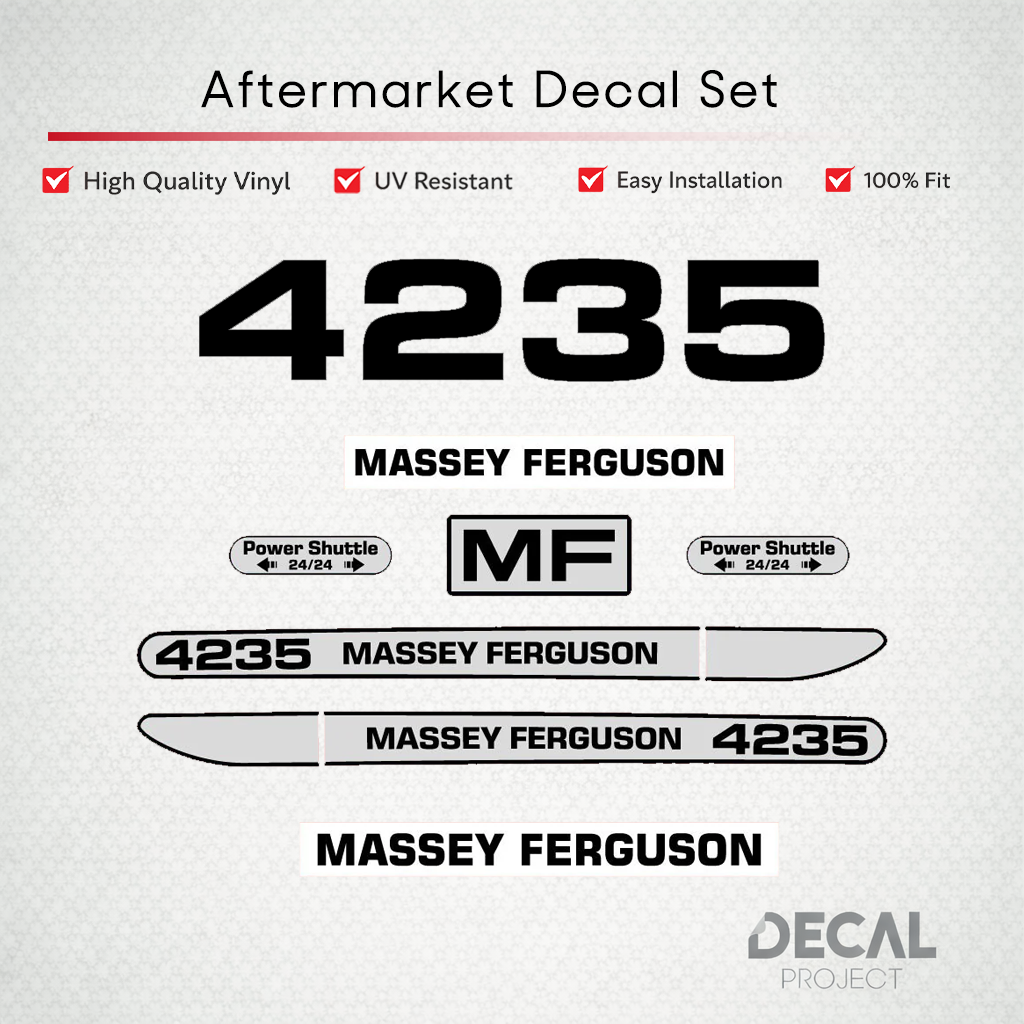 Aftermarket Decal Kit Compatible with Massey Ferguson 4235 – Premium Hood Stripe Graphics Set – Image 1