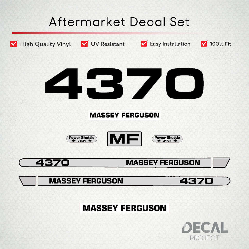 Aftermarket Decal Kit Compatible with Massey Ferguson 4370 – Premium Hood Stripe Graphics Set – Image 1