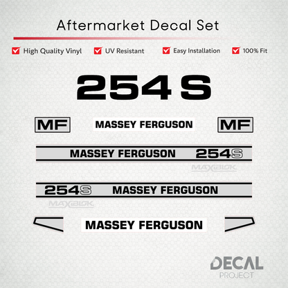 Aftermarket Decal Kit Compatible with Massey Ferguson 254 S – Maxiblok Restoration Vinyl Set – Image 1