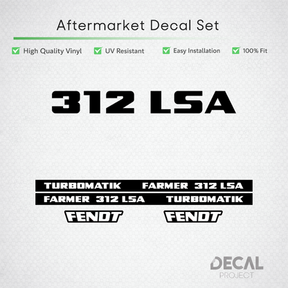 Fendt Farmer 312 LSA Turbomatik Decal Set - Early 300 Series 6-Cyl - OLD Gen