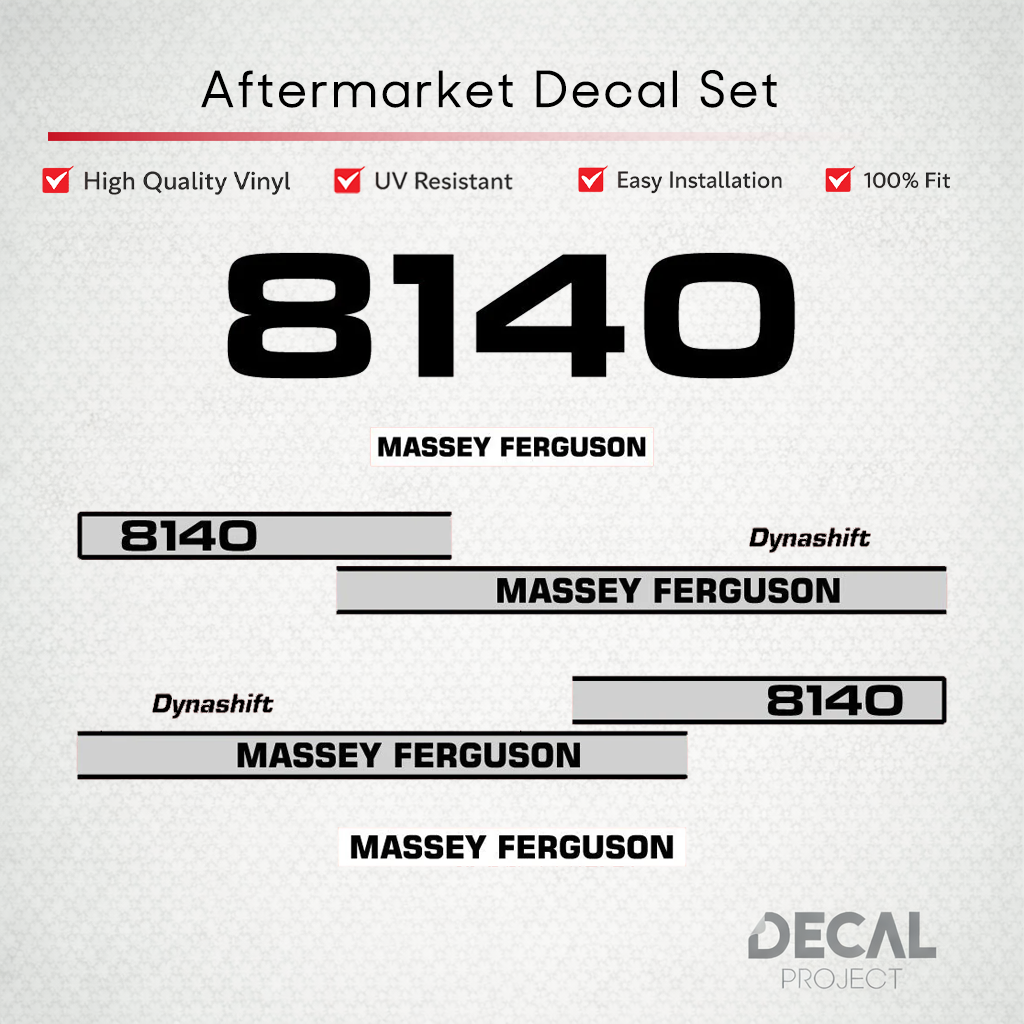 Aftermarket Decal Kit Compatible with Massey Ferguson 8140 – Dynashift Restoration Vinyl Set – Image 1