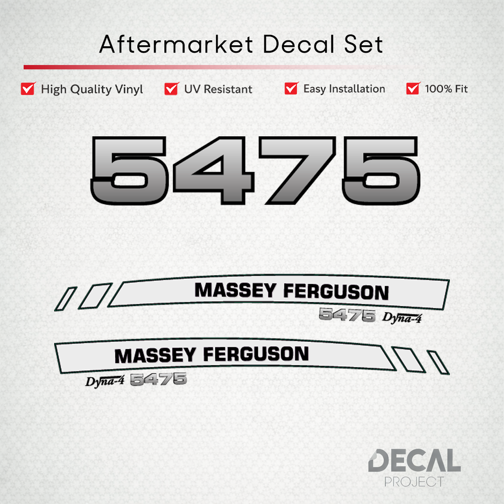 Aftermarket Decal Kit Compatible with Massey Ferguson 5475 – Premium Dyna-4 Hood Graphics Set – Image 1