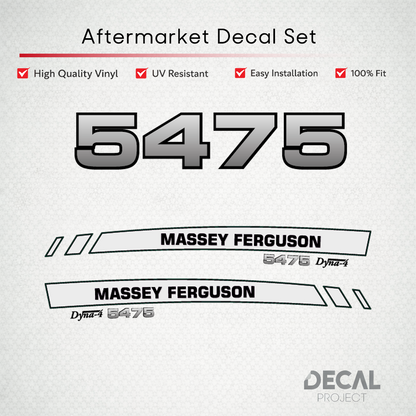 Aftermarket Decal Kit Compatible with Massey Ferguson 5475 – Premium Dyna-4 Hood Graphics Set – Image 1