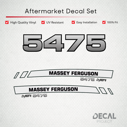 Aftermarket Decal Kit Compatible with Massey Ferguson 5475 – Premium Dyna-4 Hood Graphics Set – Image 1
