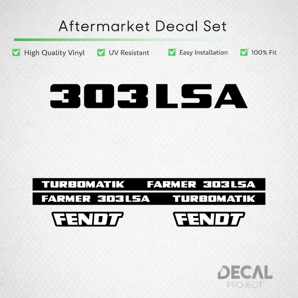 Fendt Farmer 303 LSA Turbomatik Decal Set - Early 300 Series Restoration