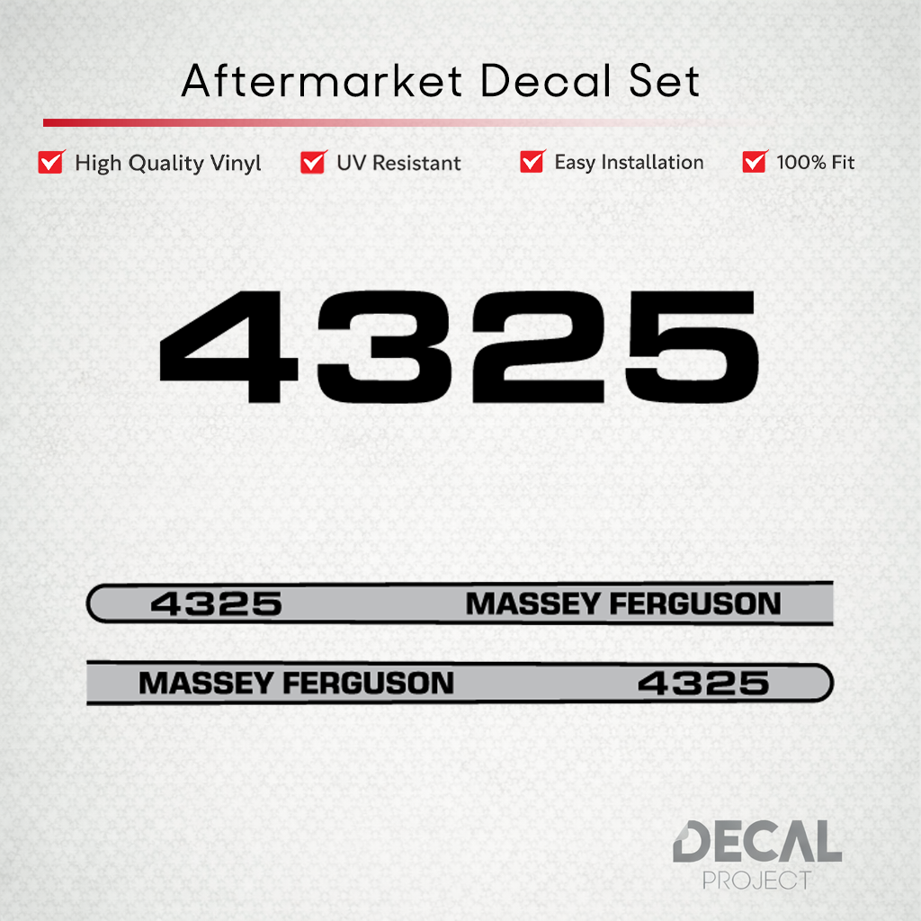 Aftermarket Decal Kit Compatible with Massey Ferguson 4325 – Premium Hood Stripe Graphics Set – Image 1