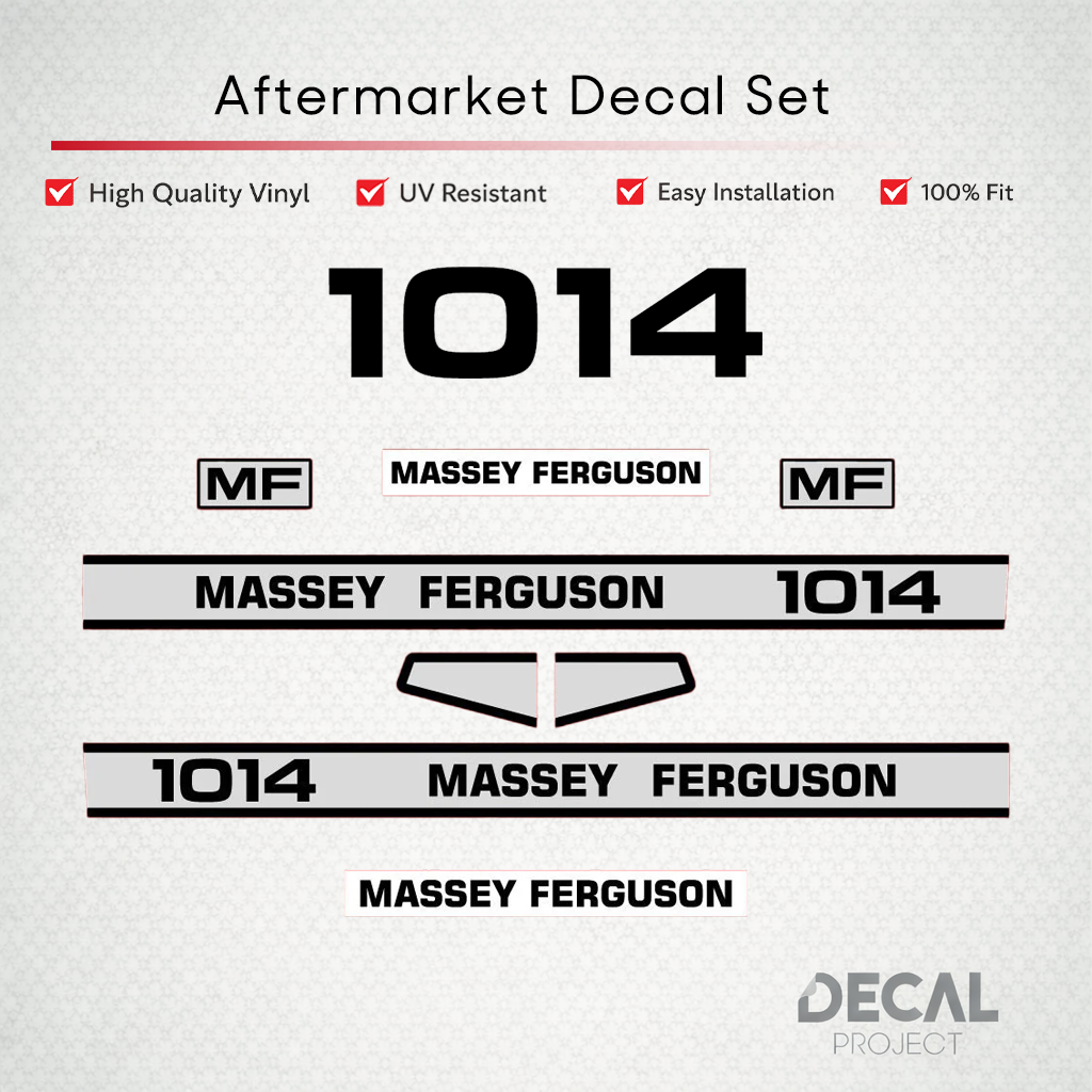 Aftermarket Decal Kit Compatible with Massey Ferguson 1014 – Premium Hood Stripe Restoration Set – Image 1