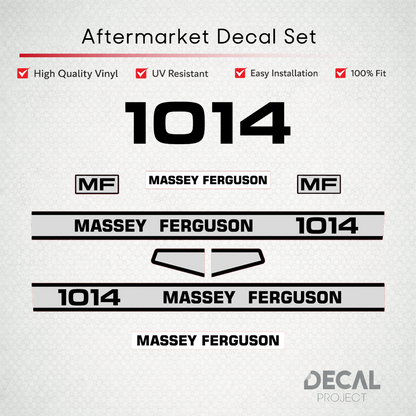 Aftermarket Decal Kit Compatible with Massey Ferguson 1014 – Premium Hood Stripe Restoration Set – Image 1