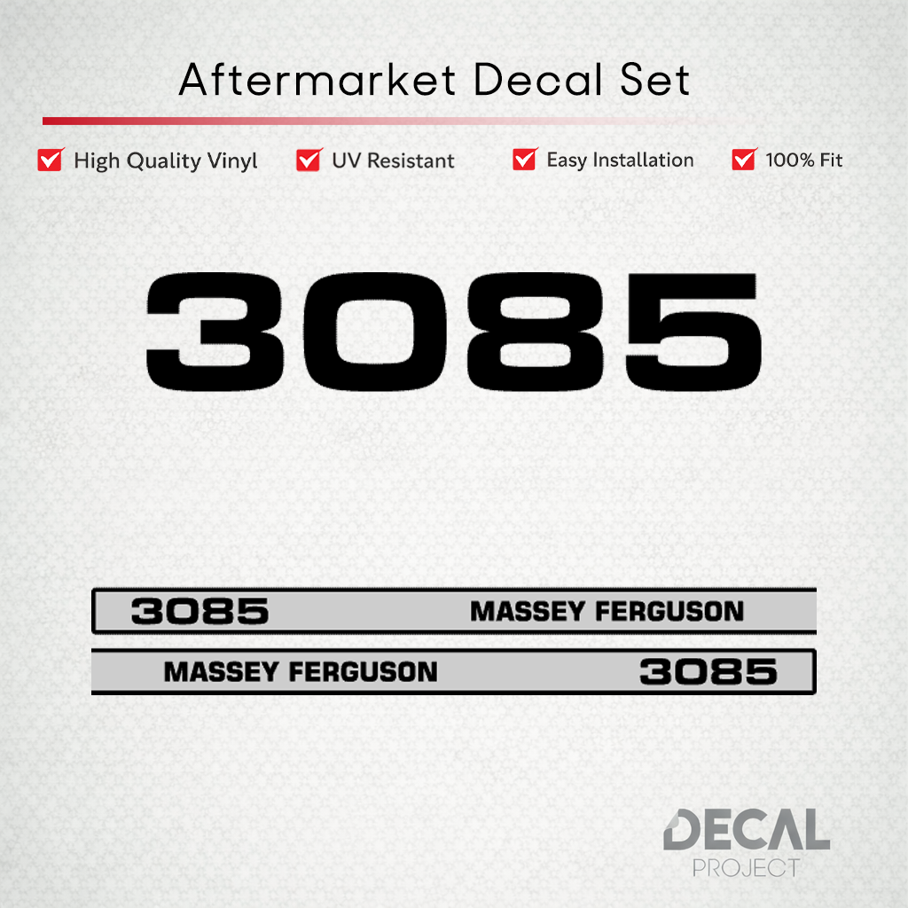 Aftermarket Decal Kit Compatible with Massey Ferguson 3085 – Six-Cylinder Hood Graphics Set – Image 1