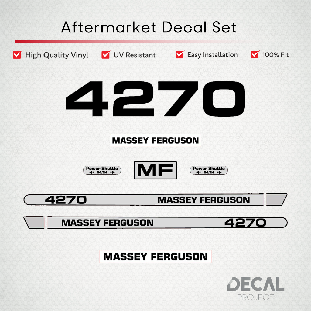 Aftermarket Decal Kit Compatible with Massey Ferguson 4270 – Premium Hood Stripe Graphics Set – Image 1