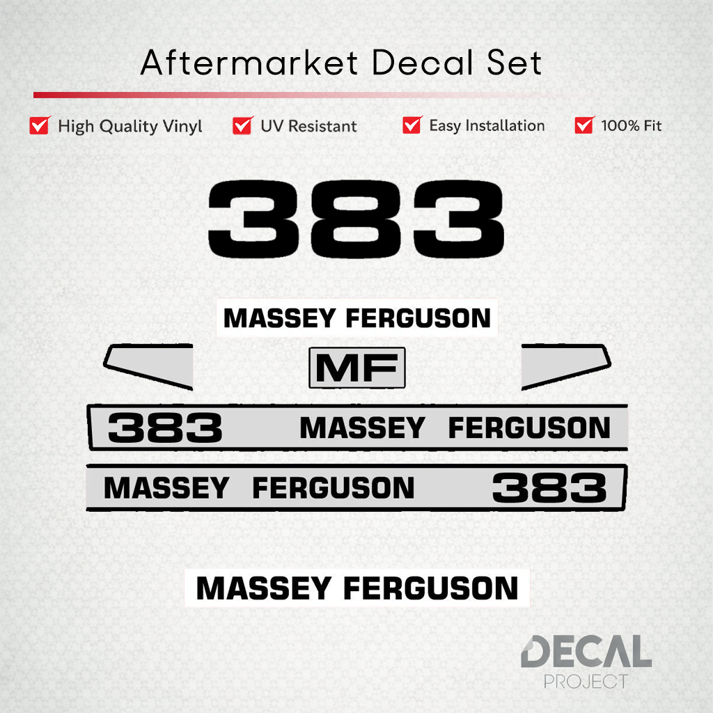 Aftermarket Decal Kit Compatible with Massey Ferguson 383 – Premium Restoration Vinyl Set – Image 1