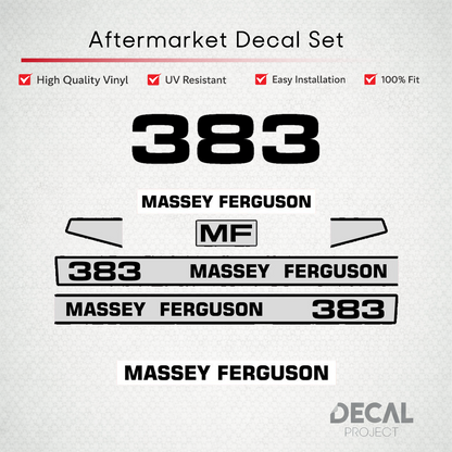 Aftermarket Decal Kit Compatible with Massey Ferguson 383 – Premium Restoration Vinyl Set – Image 1