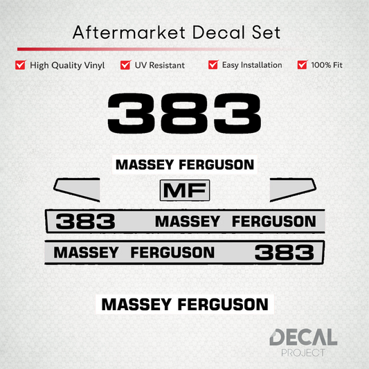 Aftermarket Decal Kit Compatible with Massey Ferguson 383 – Premium Restoration Vinyl Set – Image 1