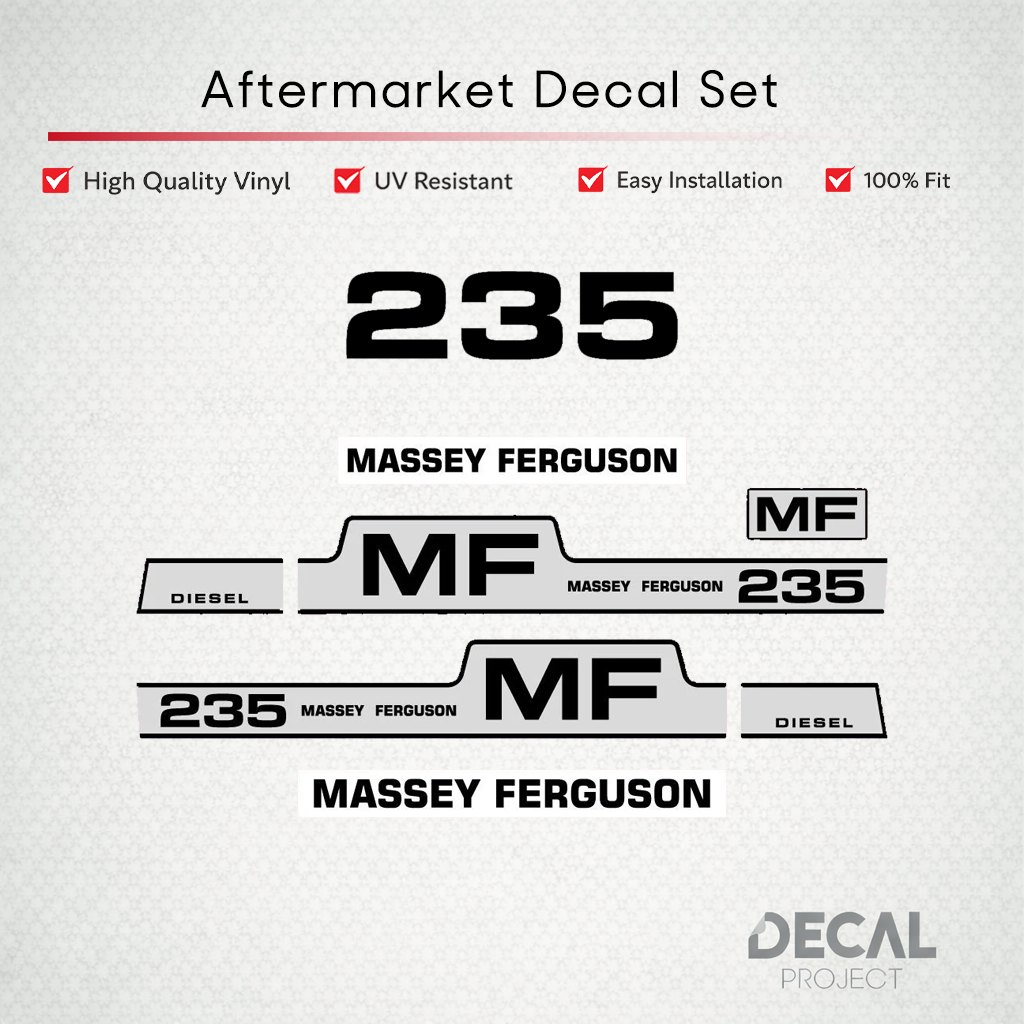 Aftermarket Decal Kit Compatible with Massey Ferguson 235 – Diesel Model Restoration Vinyl Set – Image 1