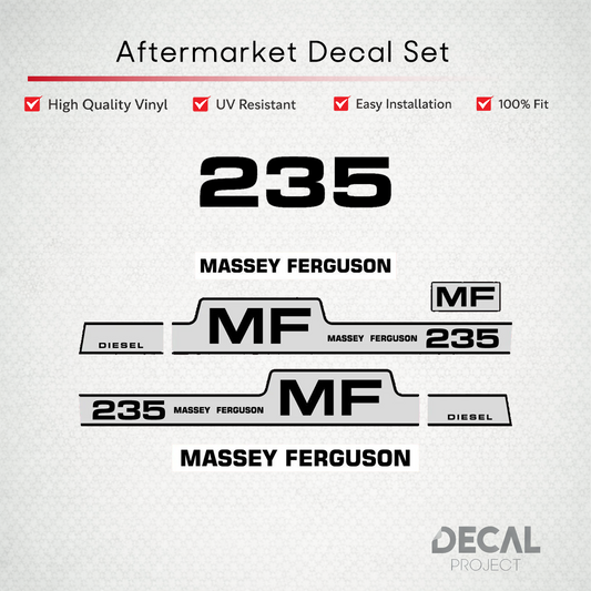 Aftermarket Decal Kit Compatible with Massey Ferguson 235 – Diesel Model Restoration Vinyl Set – Image 1