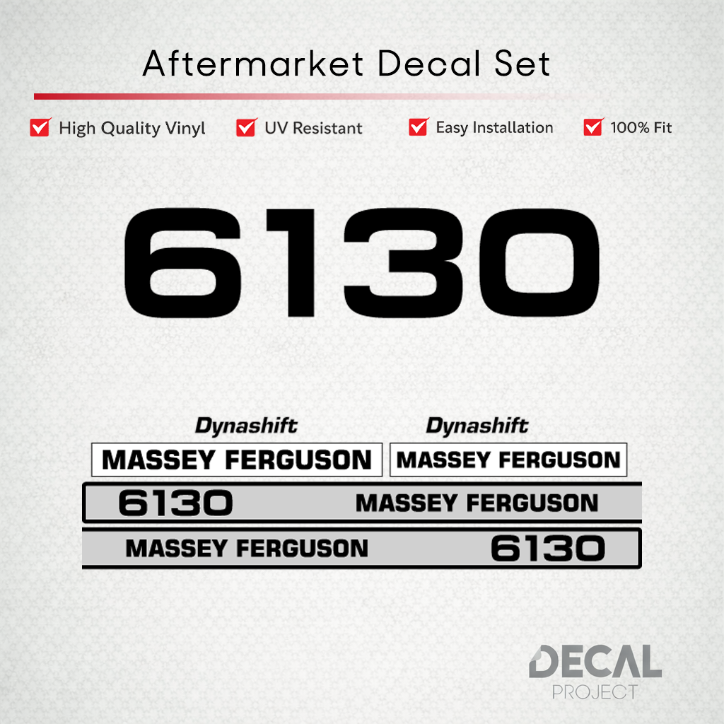 Aftermarket Decal Kit Compatible with Massey Ferguson 6130 – Dynashift Restoration Vinyl Set – Image 1