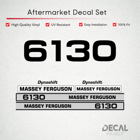 Aftermarket Decal Kit Compatible with Massey Ferguson 6130 – Dynashift Restoration Vinyl Set – Image 1