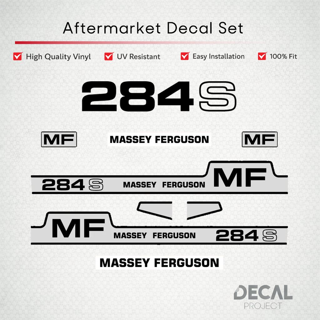 Aftermarket Decal Kit Compatible with Massey Ferguson 284 S – Premium Hood Stripe Graphics Set – Image 1