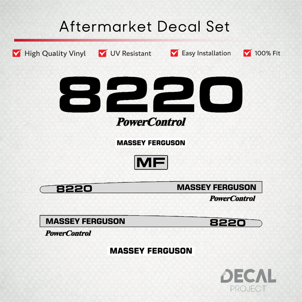 Aftermarket Decal Kit Compatible with Massey Ferguson 8220 – Premium Restoration Vinyl Set – Image 1