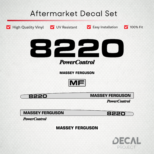 Aftermarket Decal Kit Compatible with Massey Ferguson 8220 – Premium Restoration Vinyl Set – Image 1