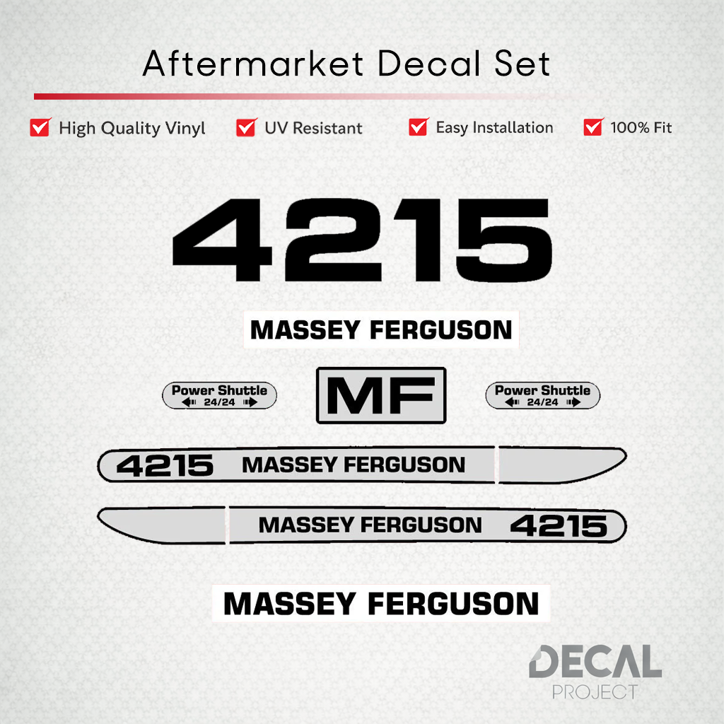 Aftermarket Decal Kit Compatible with Massey Ferguson 4215 – Power Shuttle Restoration Set – Image 1