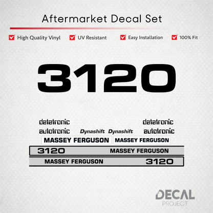Aftermarket Decal Kit Compatible with Massey Ferguson 3120 – Dynashift Datatronic Restoration Set – Image 1