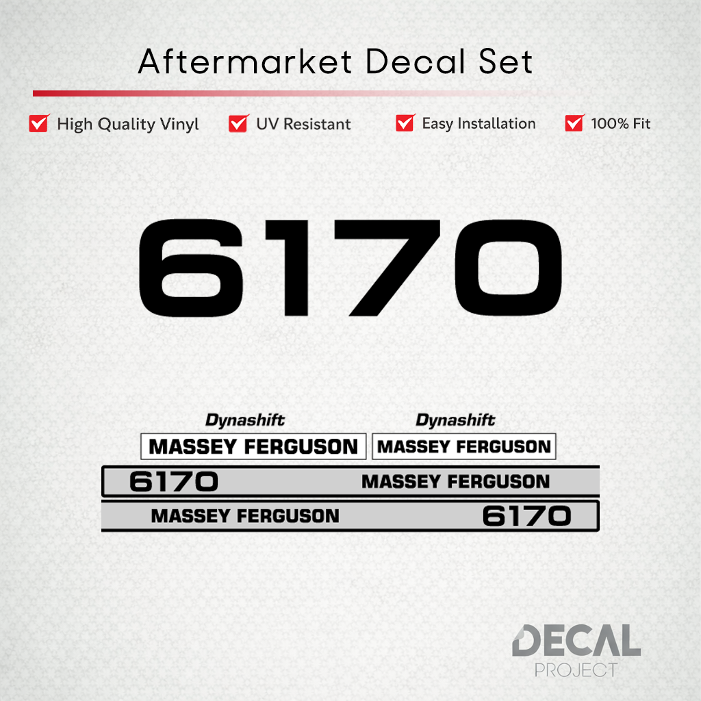 Aftermarket Decal Kit Compatible with Massey Ferguson 6170 – Dynashift Restoration Vinyl Set – Image 1