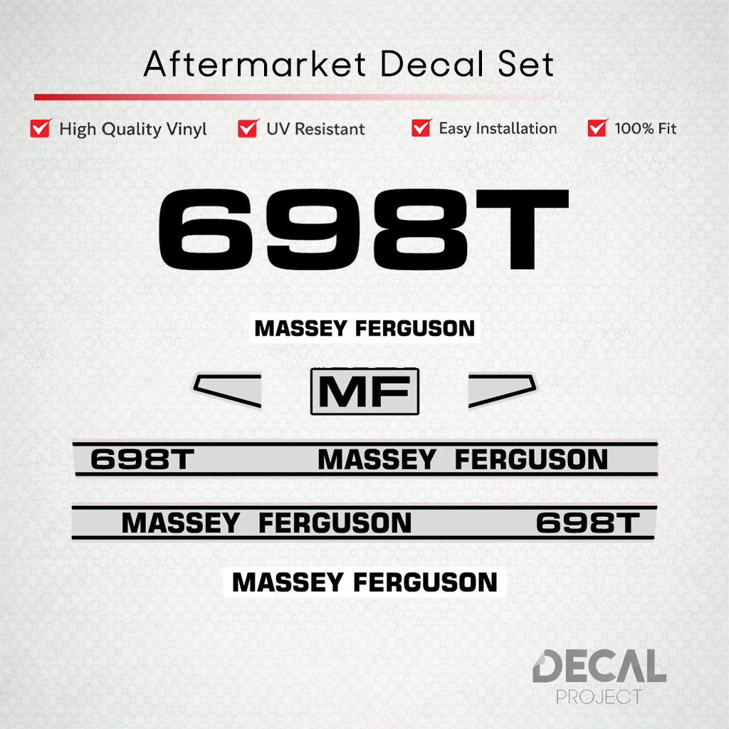 Aftermarket Decal Kit Compatible with Massey Ferguson 698 T – Turbo Model Restoration Vinyl Set – Image 1