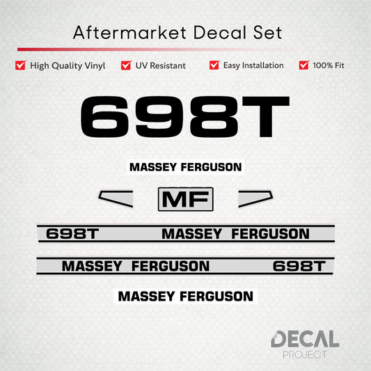Aftermarket Decal Kit Compatible with Massey Ferguson 698 T – Turbo Model Restoration Vinyl Set – Image 1