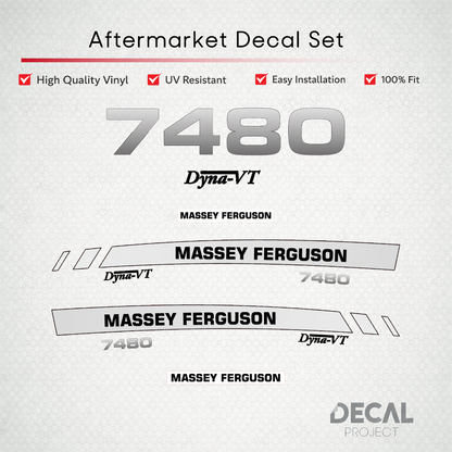 Aftermarket Decal Kit Compatible with Massey Ferguson 7480 – Premium Dyna-VT Hood Graphics Set – Image 1